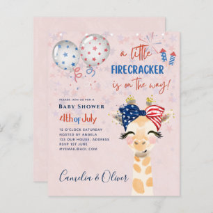 4th July BABY SHOWER INVITE Firecracker Giraffe