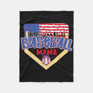 4th July Baseball Mama Ice Cream Drip Baseball Mum Fleece Blanket