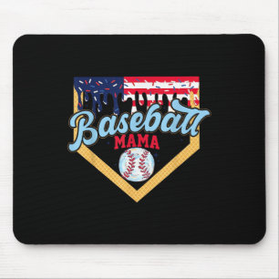 4th July Baseball Mama Ice Cream Drip Baseball Mum Mouse Mat
