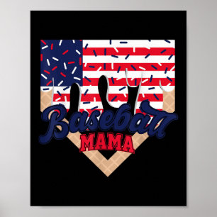 4th July Baseball Mama Ice Cream Drip Baseball Mum Poster