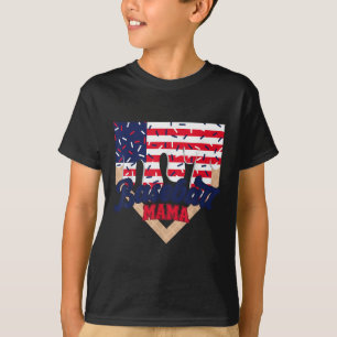 4th July Baseball Mama Ice Cream Drip Baseball Mum T-Shirt