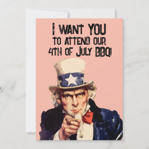 4TH JULY BBQ UNCLE SAME PARTY Invitations