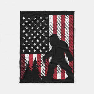 4th July Bigfoot Sasquatch Us Flag Patriotic Men W Fleece Blanket