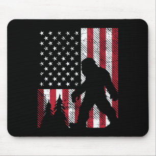 4th July Bigfoot Sasquatch Us Flag Patriotic Men W Mouse Mat