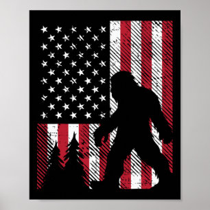 4th July Bigfoot Sasquatch Us Flag Patriotic Men W Poster