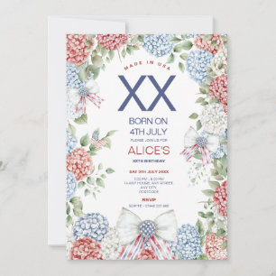 4TH July Birthday Party, Any Age, Red White Blue Invitation