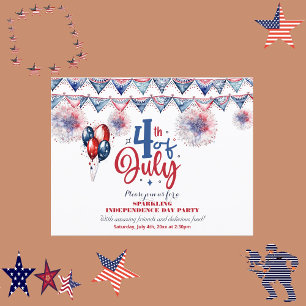 4th July Calligraphy Independence Party Invitation
