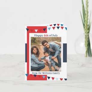 4th July Card Family Photo Blue Red