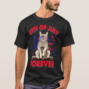 4th July Cat in Glasses America Independece Day T-Shirt