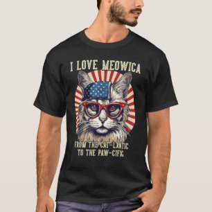 4th July Cat Lover, I Love Meowica Funny Patriotic T-Shirt