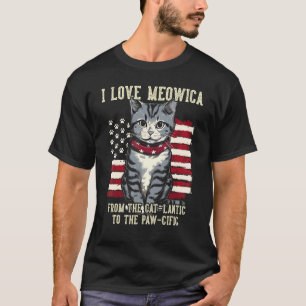 4th July Cat Lover, I Love Meowica Patriotic Cat M T-Shirt