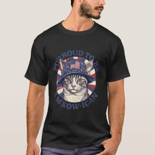 4Th July Cat Lover Purroud To Be A Meow-Ican Ameri T-Shirt