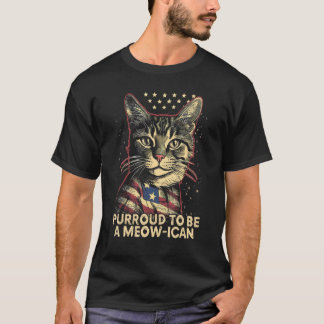 4th July Cat  Purroud To Be A Meow Ican American C T-Shirt