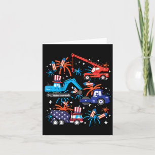 4th July Construction Trucks Vehicle Patriot Boy K Card