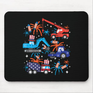 4th July Construction Trucks Vehicle Patriot Boy K Mouse Mat