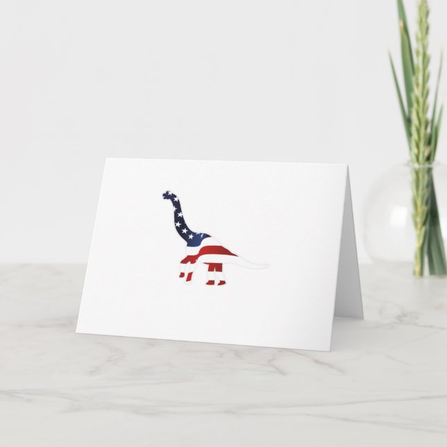 4th July Dinosaur American Flag Funny Gift Card (Front)