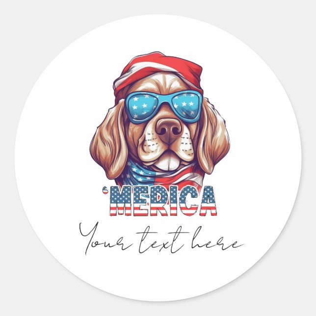 4th July Dog Classic Round Sticker (Front)