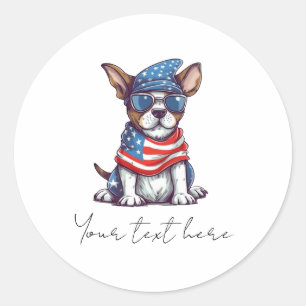 4th July Dog Classic Round Sticker