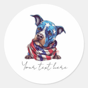 4th July Dog Classic Round Sticker