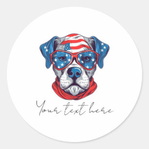4th July Dog Classic Round Sticker