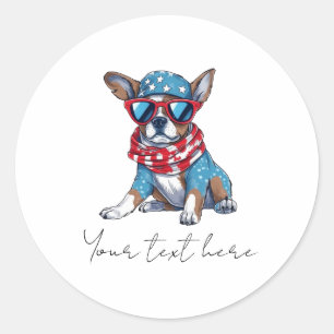 4th July Dog Classic Round Sticker