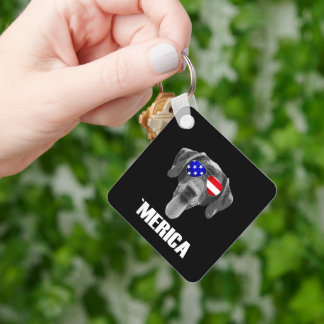4th July Dog Lover Lab USA Flag Sunglasses Labrado Key Ring