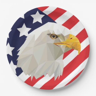 4th July eagle and flag ı Party Paper Plates