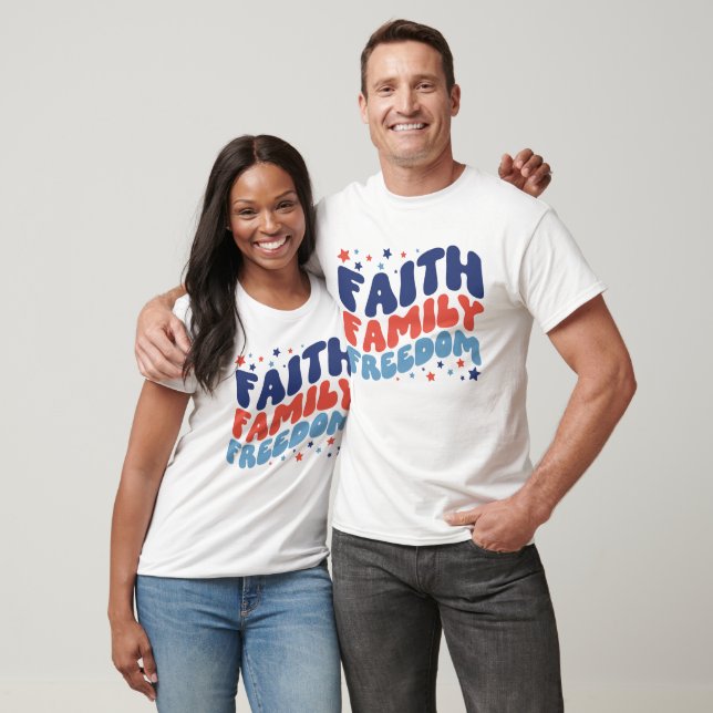 4TH JULY FAITH FAMILY FREEDOM GROOVY TYPOGRAPHY T-Shirt (Unisex)