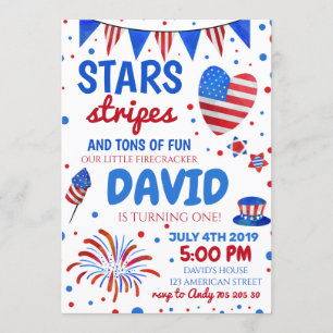 4th July Firecracker Patriotic Boy Invitation