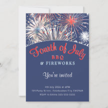 4th July Fireworks BBQ Red White Blue Party