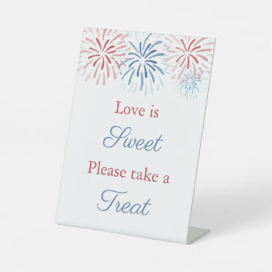 4th July Fireworks Bridal Shower Favour Table Pedestal Sign
