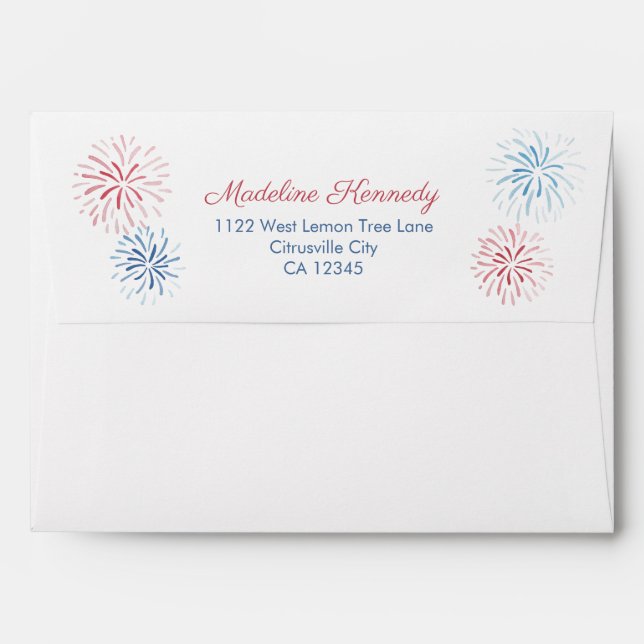 4th July Fireworks Return Address Envelope (Back (Top Flap))