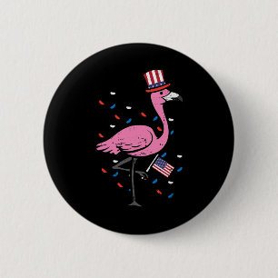 4th July Flamingo Us Flag Bird Patriotic Women Gir 6 Cm Round Badge