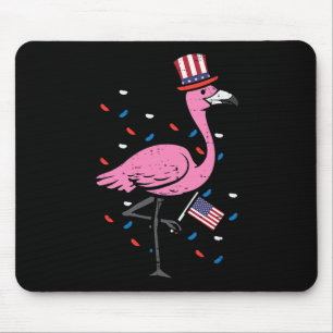 4th July Flamingo Us Flag Bird Patriotic Women Gir Mouse Mat
