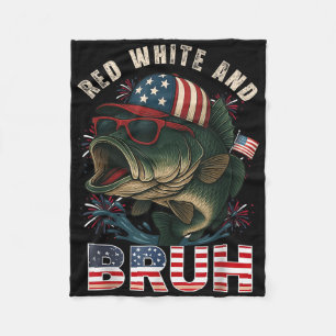 4th July Funny American Flag Patriotic Fishing Fleece Blanket