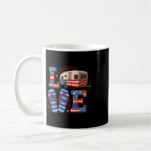 4th July Funny Camper Van Usa Flag Patriotic Campi Coffee Mug