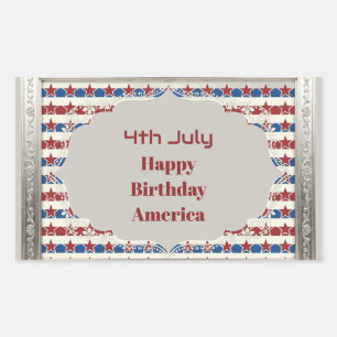4th July Happy Birthday America Stars And Stripes Rectangular Sticker