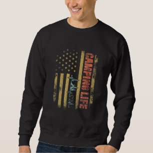 4th July Heartbeat Patriotic Camper Glamp Campfire Sweatshirt