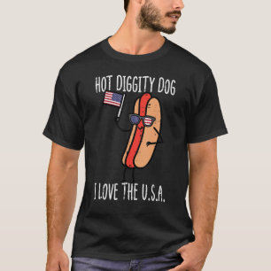 4th July Hot Diggity Dog USA Flag Funny Hotdog Men T-Shirt