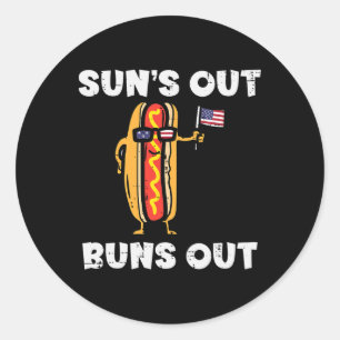 4th July Hotdog Us Flag Suns Out Funny America Wom Classic Round Sticker