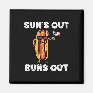 4th July Hotdog Us Flag Suns Out Funny America Wom Magnet