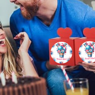 4th July Ice cream Gender Reveal Team Girl Classic Round Sticker