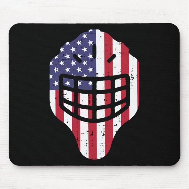 4th July Ice Hockey Helmet America Flag America Bo Mouse Mat (Front)