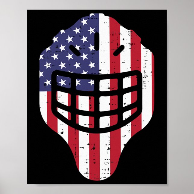 4th July Ice Hockey Helmet America Flag America Bo Poster (Front)