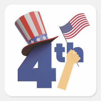 4th July Independant Day Square Sticker