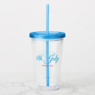 4th July independence day add name text custom Acrylic Tumbler