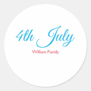 4th July independence day add name text custom Classic Round Sticker