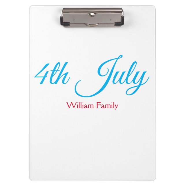 4th July independence day add name text custom Clipboard (Front)