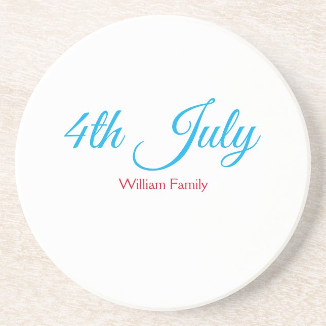 4th July independence day add name text custom Coaster (Front)