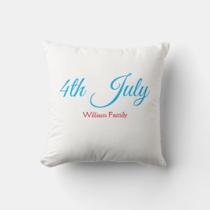 4th July independence day add name text custom Cushion